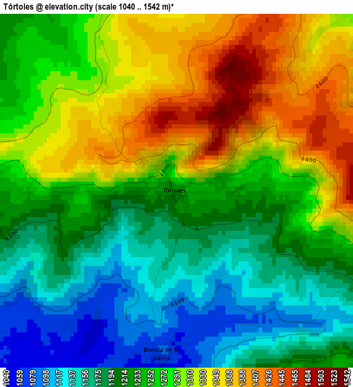 Tórtoles elevation map