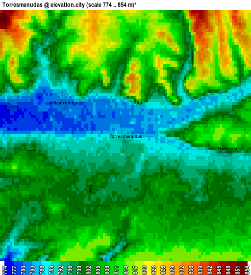 Torresmenudas elevation map