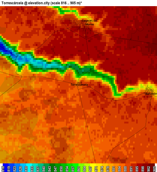 Torrescárcela elevation map