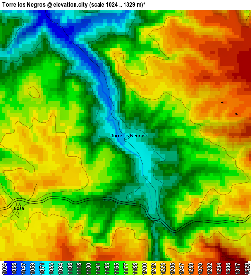 Torre los Negros elevation map