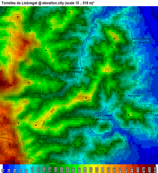 Torrelles de Llobregat elevation map