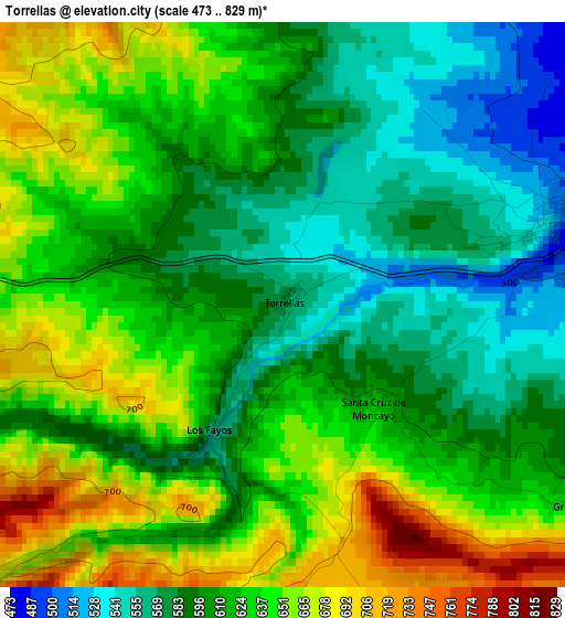 Torrellas elevation map