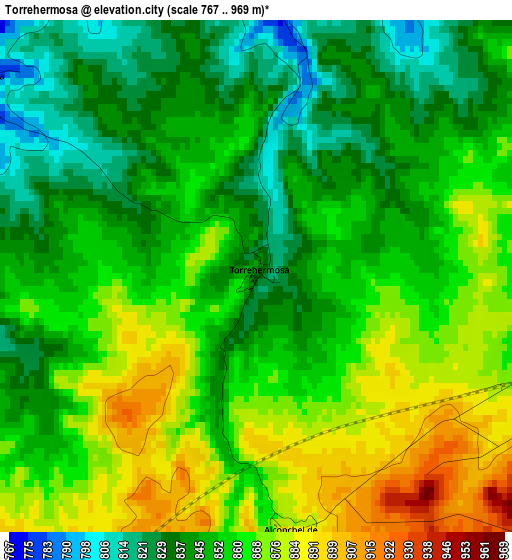 Torrehermosa elevation map