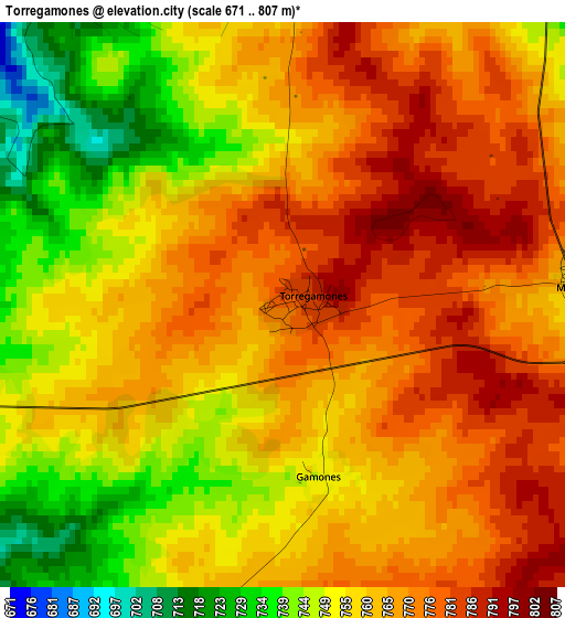 Torregamones elevation map