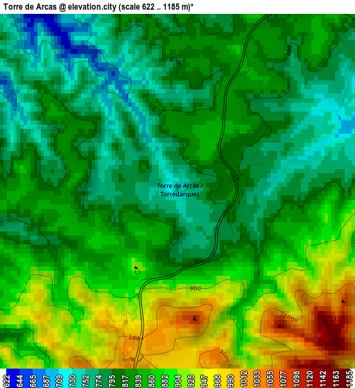 Torre de Arcas elevation map