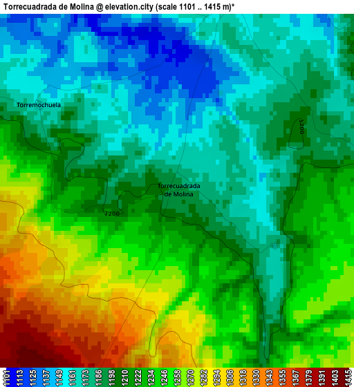 Torrecuadrada de Molina elevation map