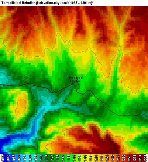 Torrecilla del Rebollar elevation map