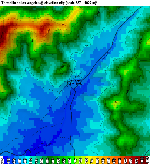 Torrecilla de los Ángeles elevation map