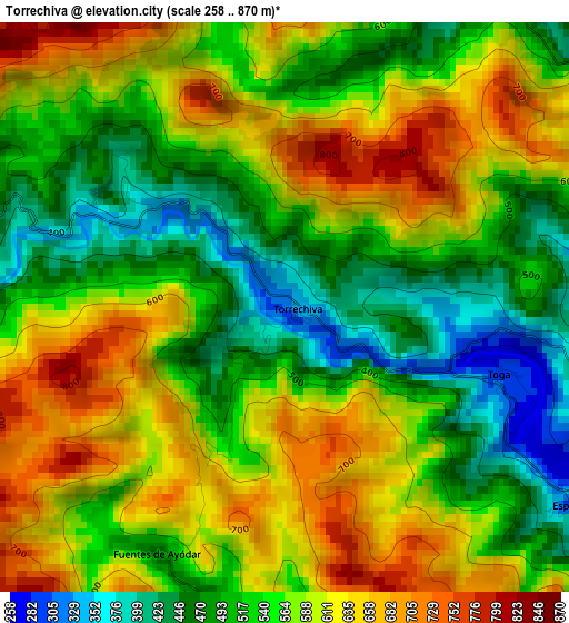 Torrechiva elevation map