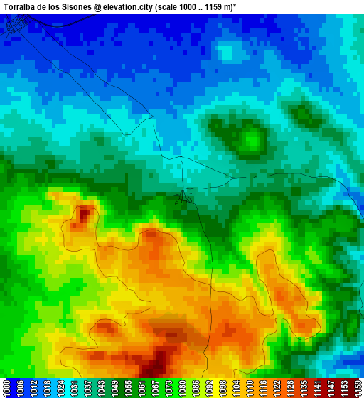 Torralba de los Sisones elevation map