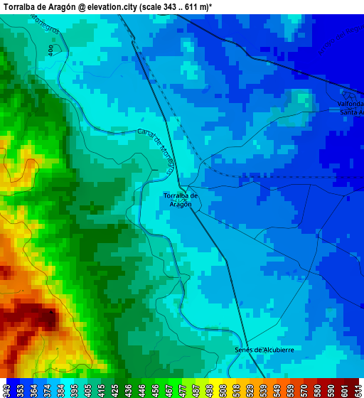 Torralba de Aragón elevation map