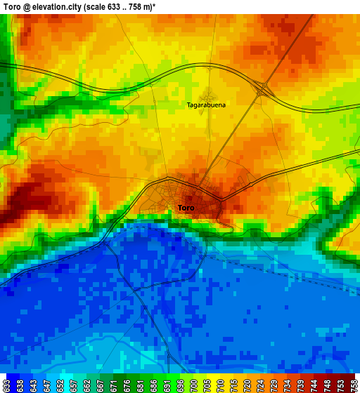 Toro elevation map