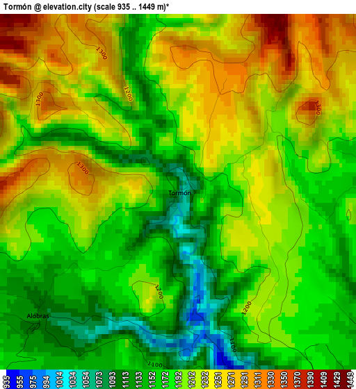 Tormón elevation map