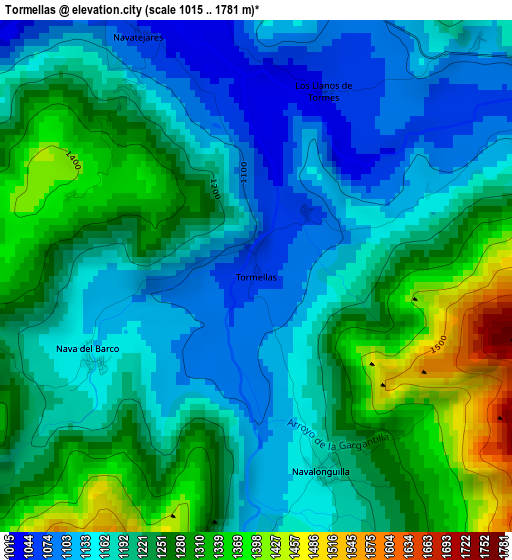 Tormellas elevation map