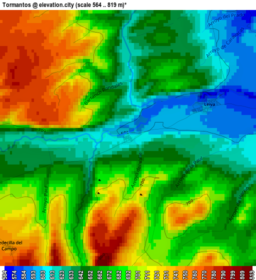 Tormantos elevation map