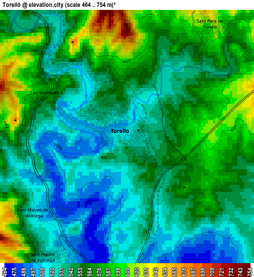 Torelló elevation map