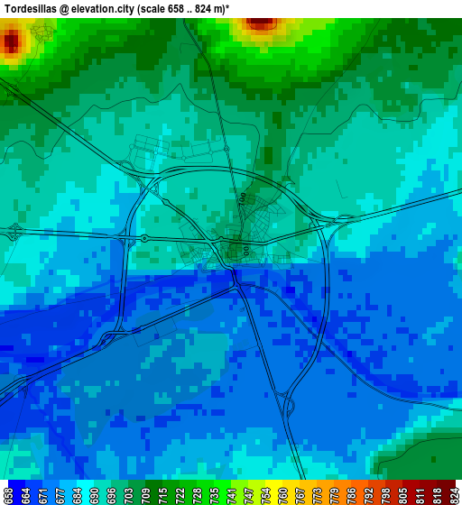 Tordesillas elevation map