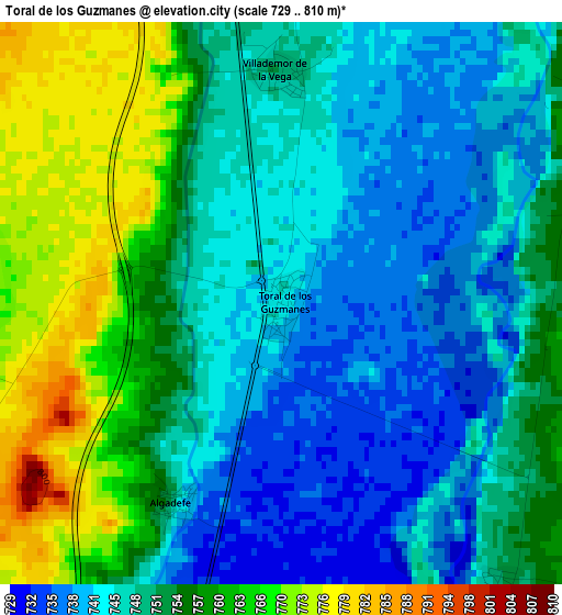 Toral de los Guzmanes elevation map