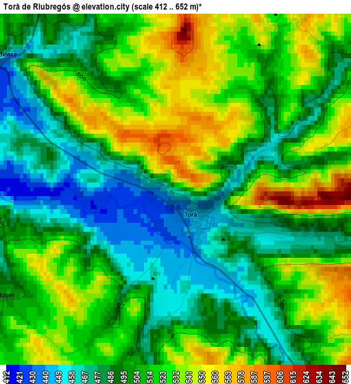 Torà de Riubregós elevation map