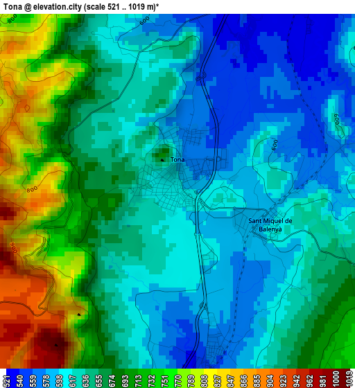 Tona elevation map