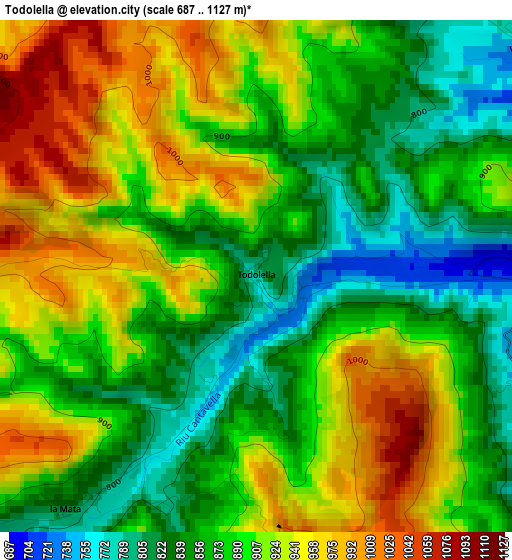 Todolella elevation map