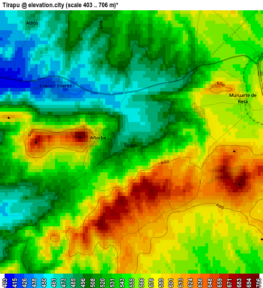 Tirapu elevation map