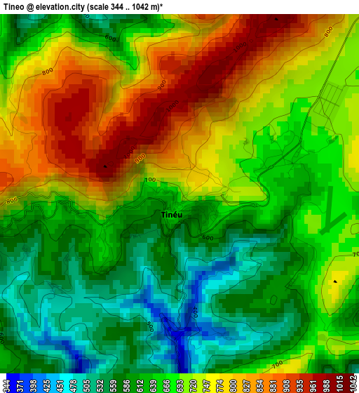 Tineo elevation map