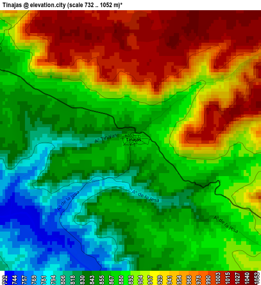 Tinajas elevation map