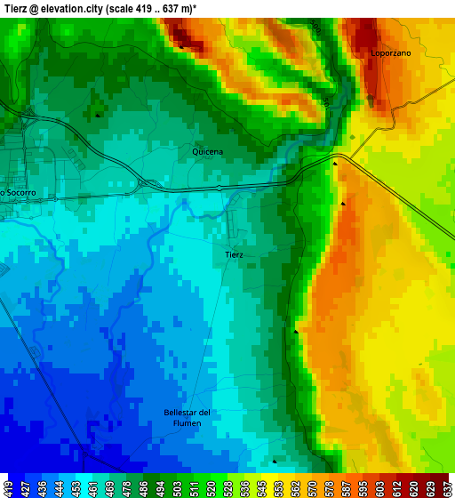 Tierz elevation map