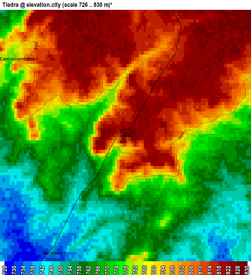 Tiedra elevation map