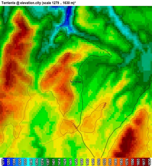 Terriente elevation map