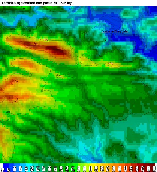 Terrades elevation map