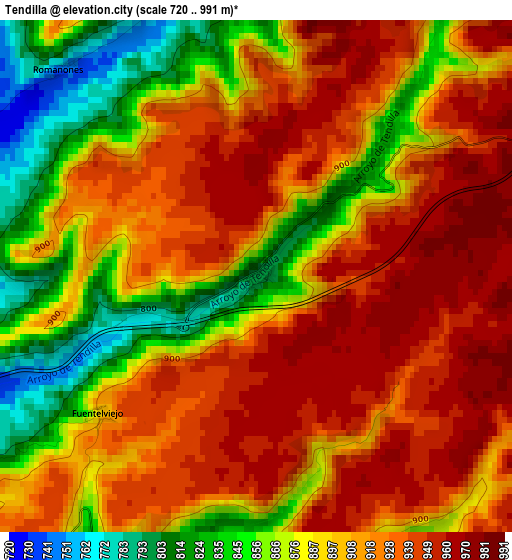 Tendilla elevation map