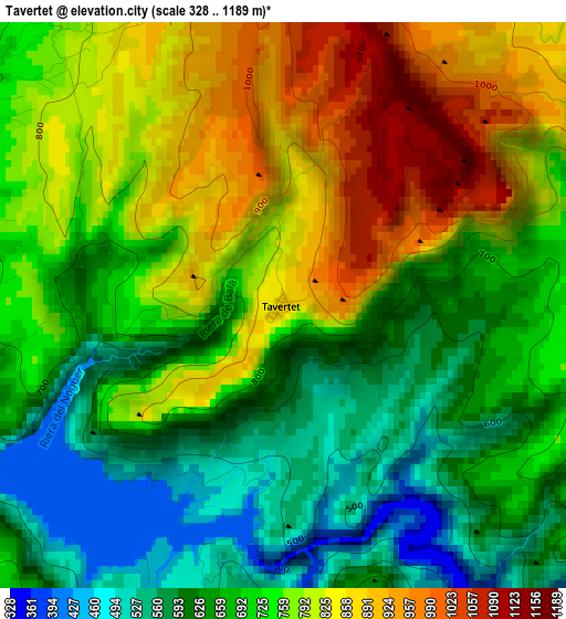 Tavertet elevation map