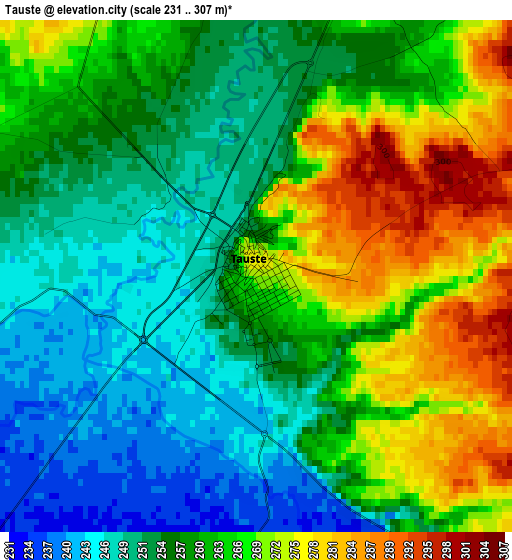 Tauste elevation map