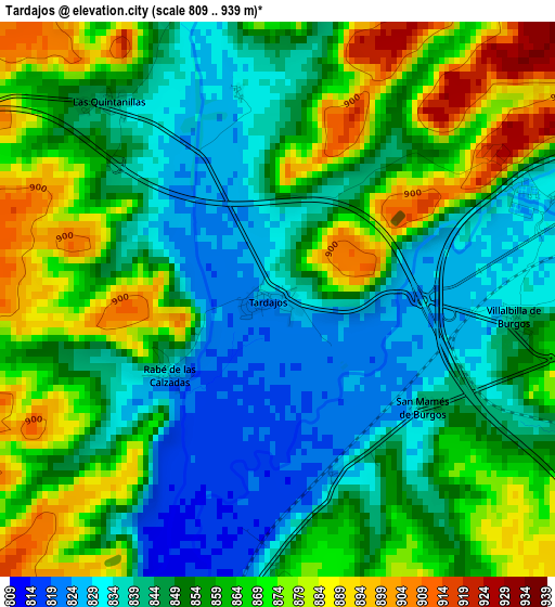 Tardajos elevation map