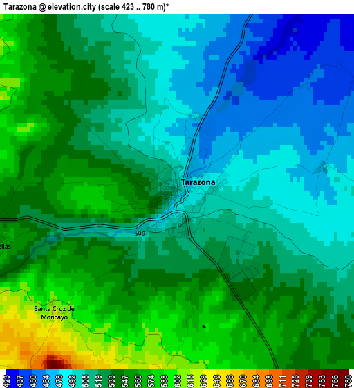 Tarazona elevation map