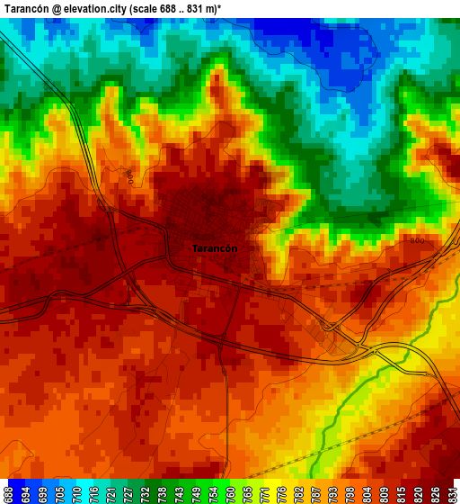 Tarancón elevation map