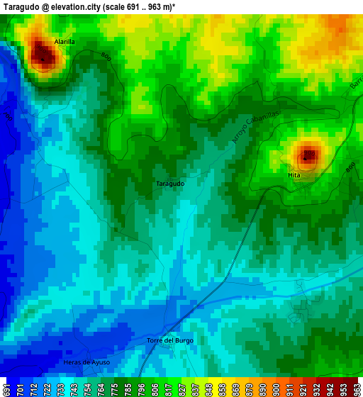 Taragudo elevation map