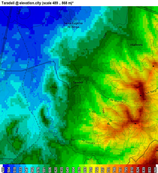 Taradell elevation map