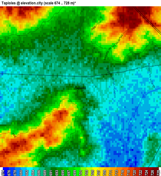 Tapioles elevation map