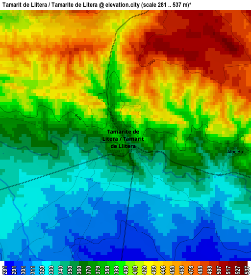 Tamarit de Llitera / Tamarite de Litera elevation map