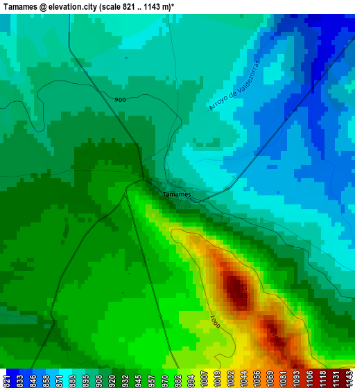 Tamames elevation map