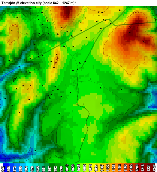 Tamajón elevation map