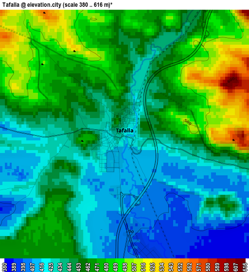 Tafalla elevation map