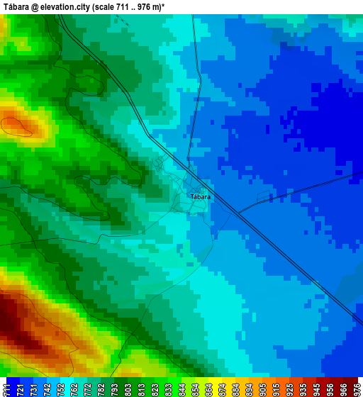 Tábara elevation map