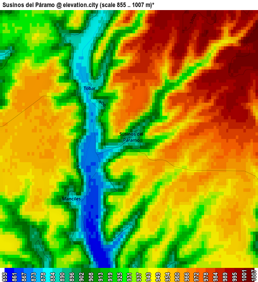 Susinos del Páramo elevation map