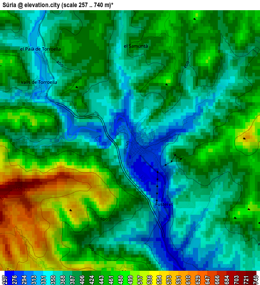 Súria elevation map