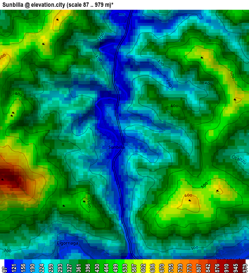 Sunbilla elevation map