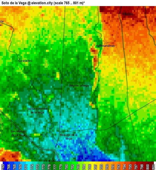 Soto de la Vega elevation map